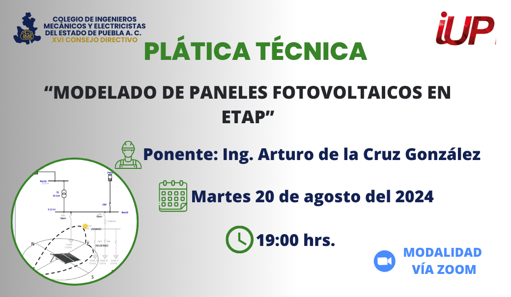 Plática Técnica “Modelado de Paneles Fotovoltaicos en ETAP”